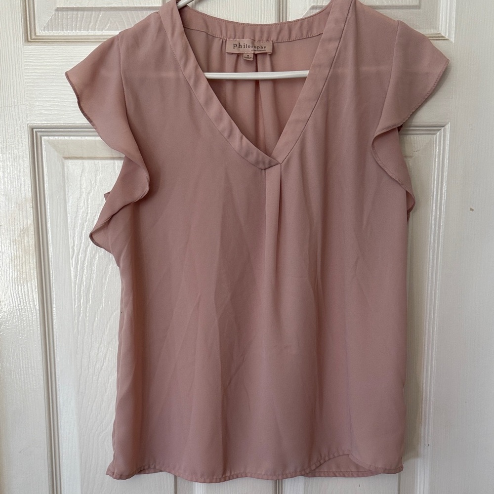 Philosophy Blush Ruffle Sleeve Blouse